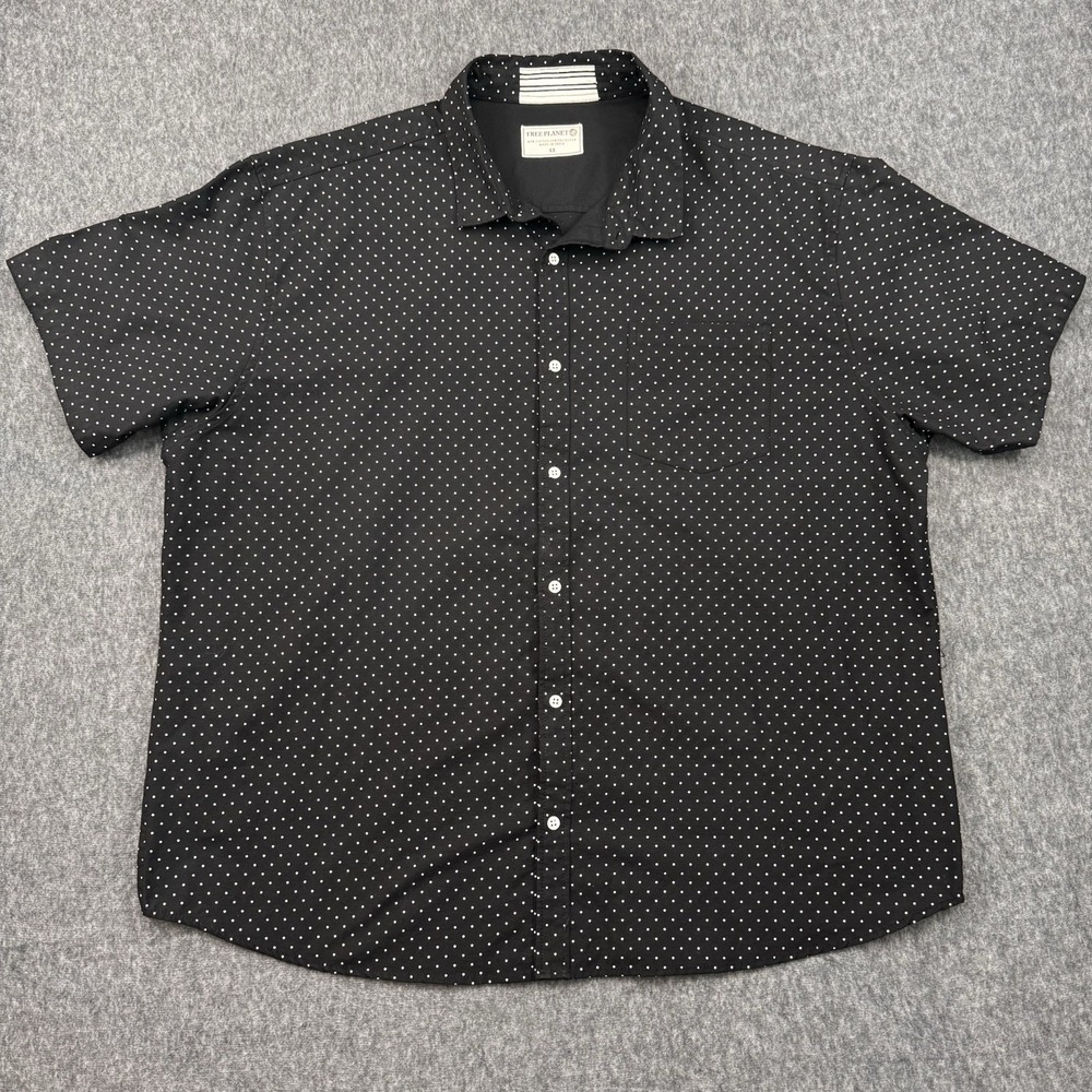 Free Planet button down shirt Black With Polka Dot Men Size 4X Casual